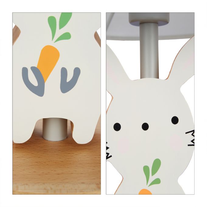 Relaxdays Παιδικό Φωτιστικό με Ξύλινη Βάση Λαγουδάκι - White - 4052025280468