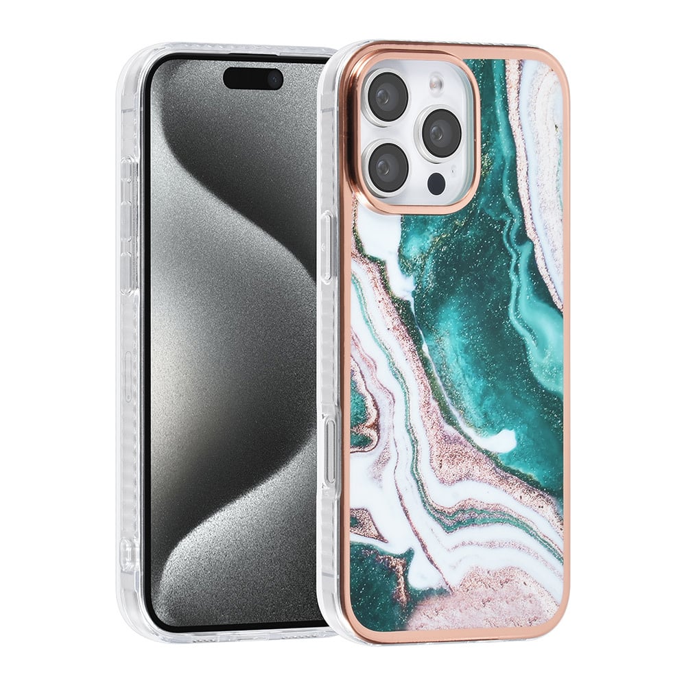 Tuniq iPhone 16 Pro Max Silicone Θήκη Σιλικόνης - Marble / Green