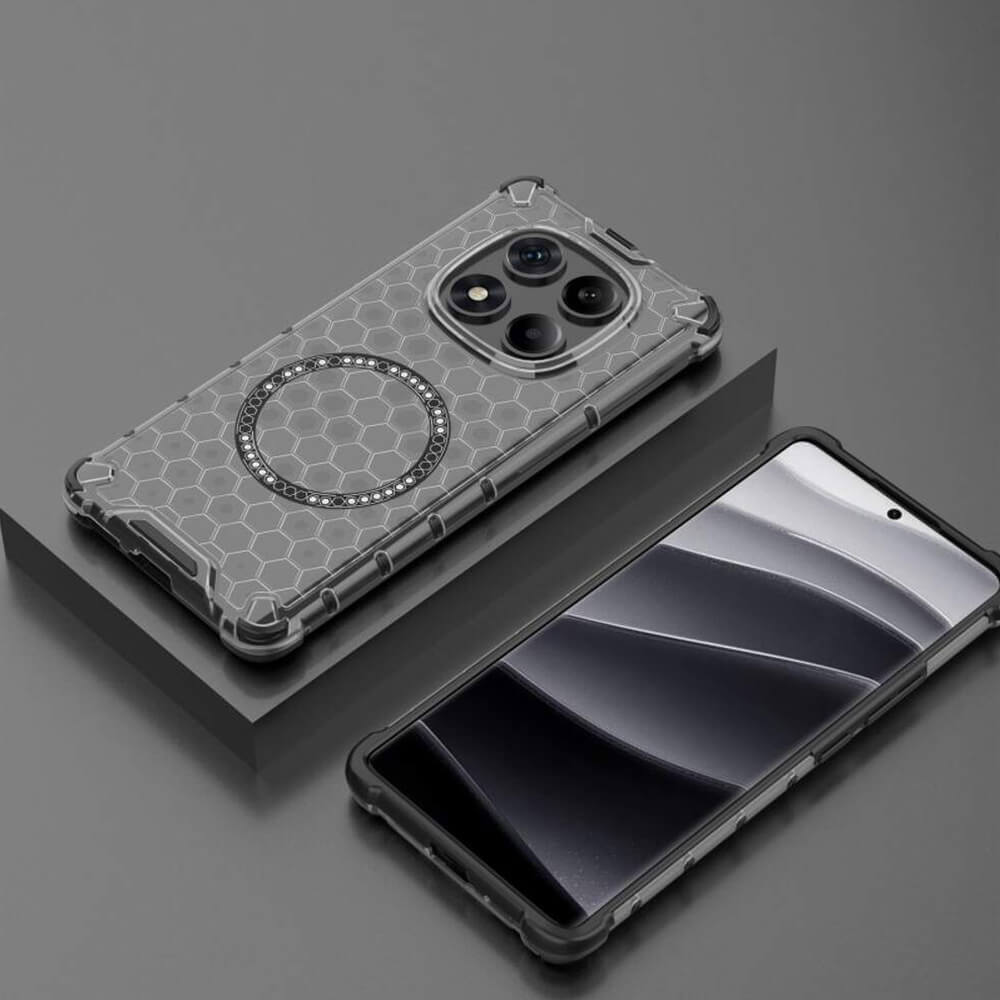 Techsuit Xiaomi Redmi Note 14 Pro+ 5G Honeycomb Shield MagSafe Σκληρή Θήκη με Πλαίσιο Σιλικόνης - Black