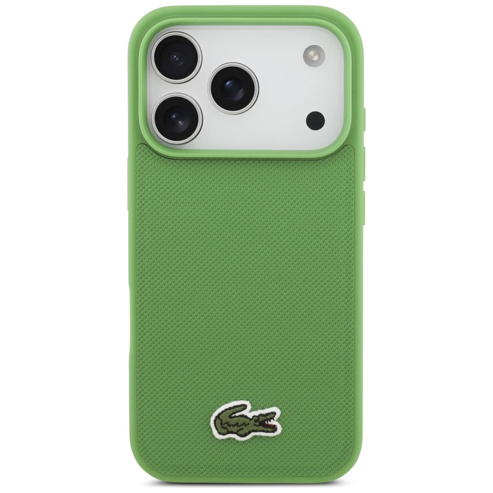 Lacoste iPhone 17 Pro - Iconic Petit Pique Woven Logo MagSafe - Σκληρή Θήκη με Πλαίσιο Σιλικόνης - Green