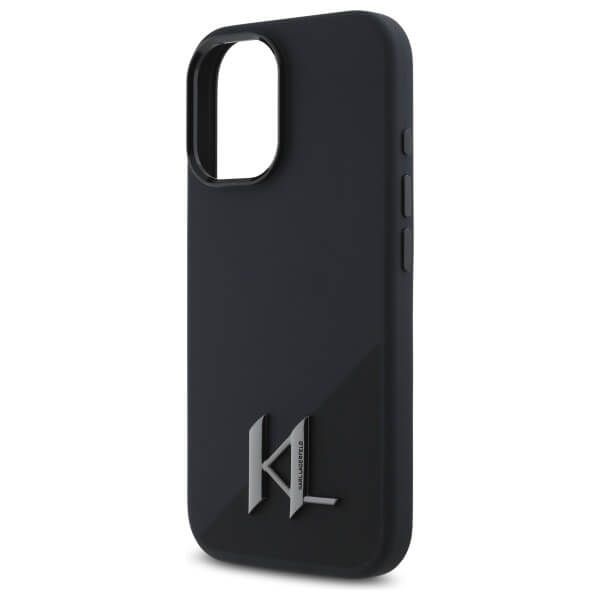 Karl Lagerfeld iPhone 16 - Silicone Shadow Metal Initial - MagSafe Θήκη Σιλικόνης - Black - KLHMP16SSCMKMPCK