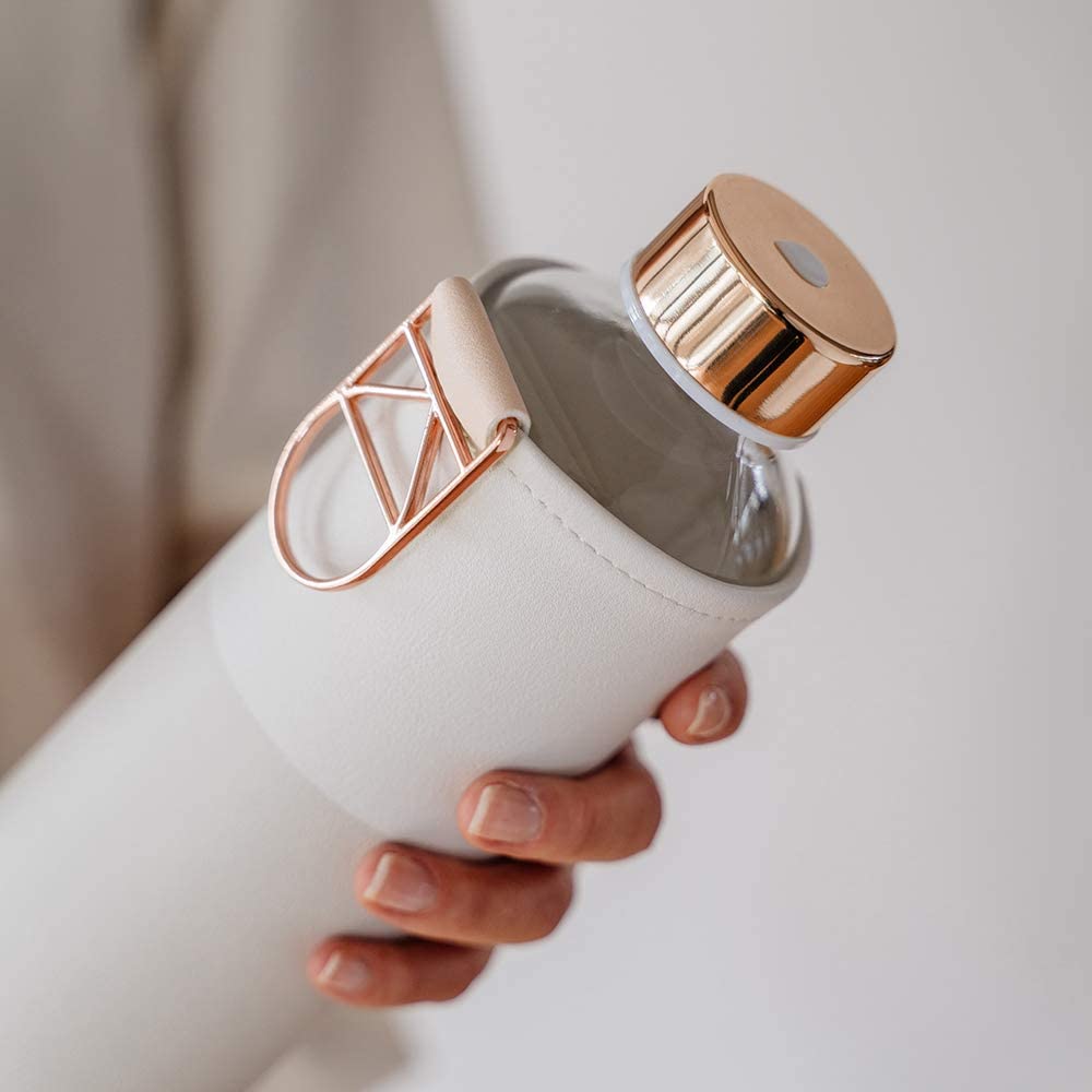 Equa Mismatch Γυάλινο Μπουκάλι Νερού με Θήκη από Δερματίνη - 750ml - Sage / Διάφανο