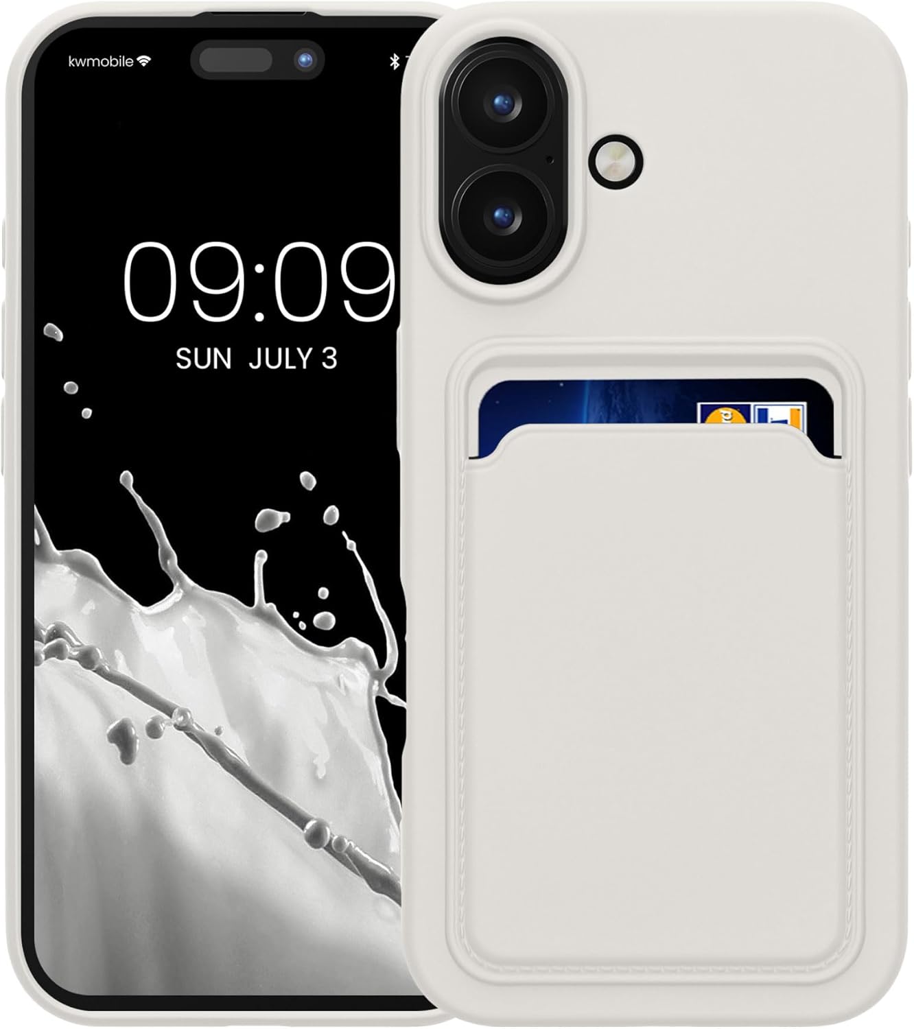 KW iPhone 16 Θήκη Σιλικόνης TPU με Υποδοχή για Κάρτα - White