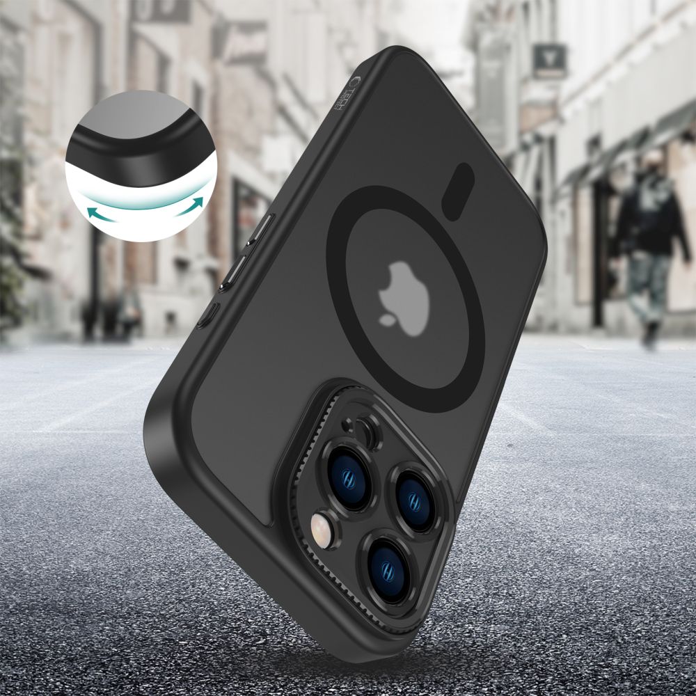 Tech-Protect iPhone 16 Pro Max MagCam - MagSafe Σκληρή Θήκη με Πλαίσιο Σιλικόνης και Προστασία Κάμερας - Matte Black
