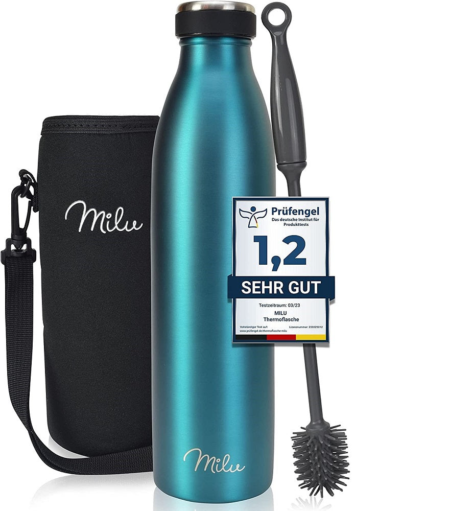 Milu T5 Stainless Steel Μπουκάλι Θερμός από Ανοξείδωτο Ατσάλι για Ζεστά και Κρύα Ροφήματα - 1000ml - Green - 6536