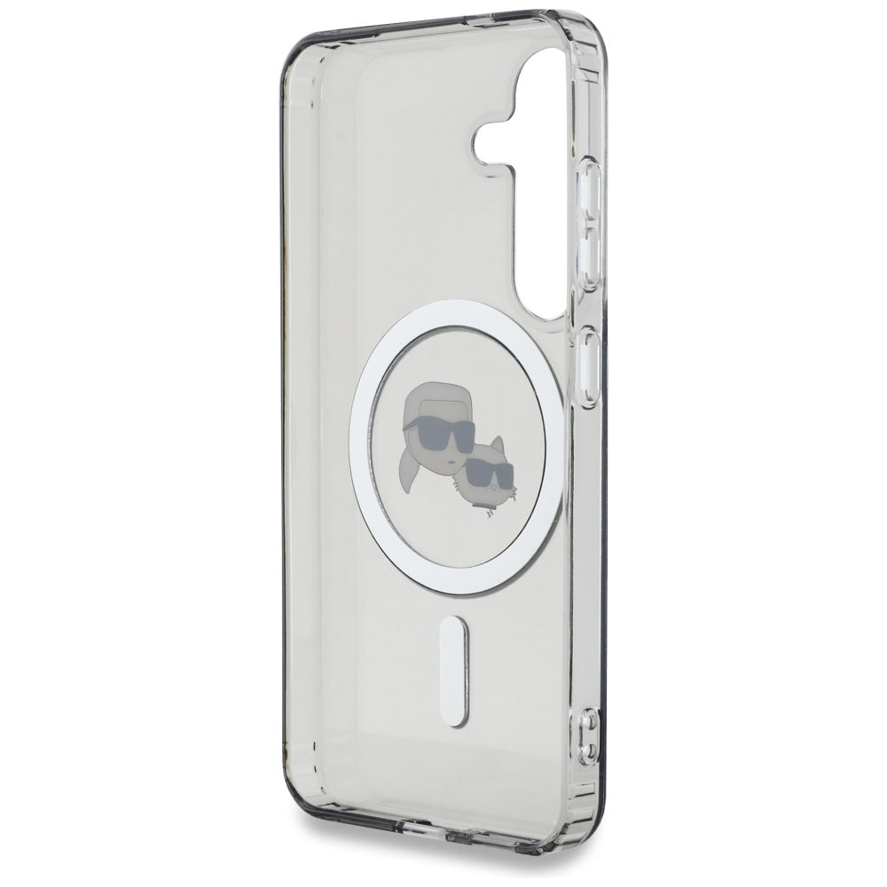 Karl Lagerfeld Samsung Galaxy S25 Plus - Button Karl and Choupette Heads Printed Logo - MagSafe Σκληρή Θήκη με Πλαίσιο Σιλικόνης - Black - KLHMS25MHLSKCK