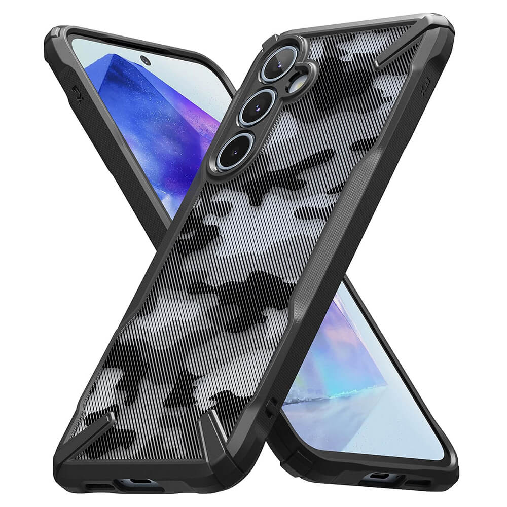 Ringke Samsung Galaxy A55 5G - Fusion X - Σκληρή Θήκη με Πλαίσιο Σιλικόνης - Camo Black