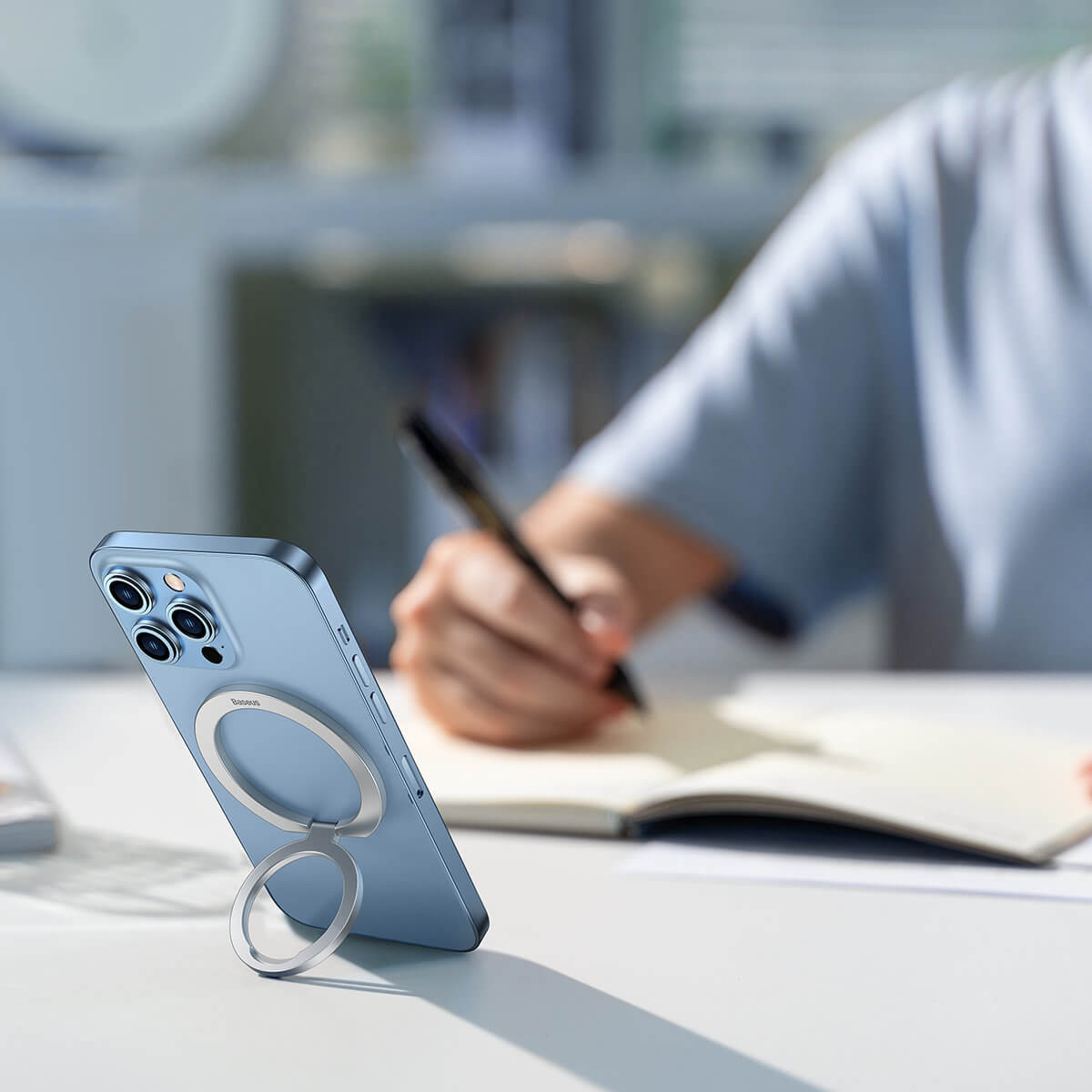 Baseus Halo Magnetic Ring Holder - Δαχτυλίδι Συγκράτησης Κινητού / Tablet - Βάση Στήριξης - Silver - SUCH000012