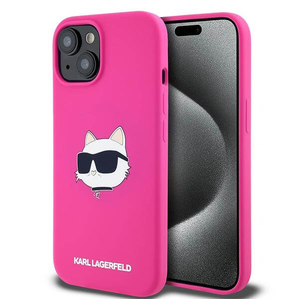 Karl Lagerfeld iPhone 14 Plus / 15 Plus - Silicone Choupette Head Print - MagSafe Θήκη Σιλικόνης - Fuschia - KLHMP15MSCHPPLF - likebrands.gr