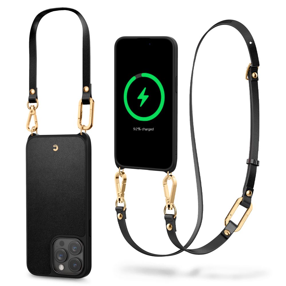 Spigen Cyrill iPhone 15 Pro Max Classic Charm Mag Σκληρή Θήκη MagSafe με Πλαίσιο Σιλικόνης και Λουράκι - Black