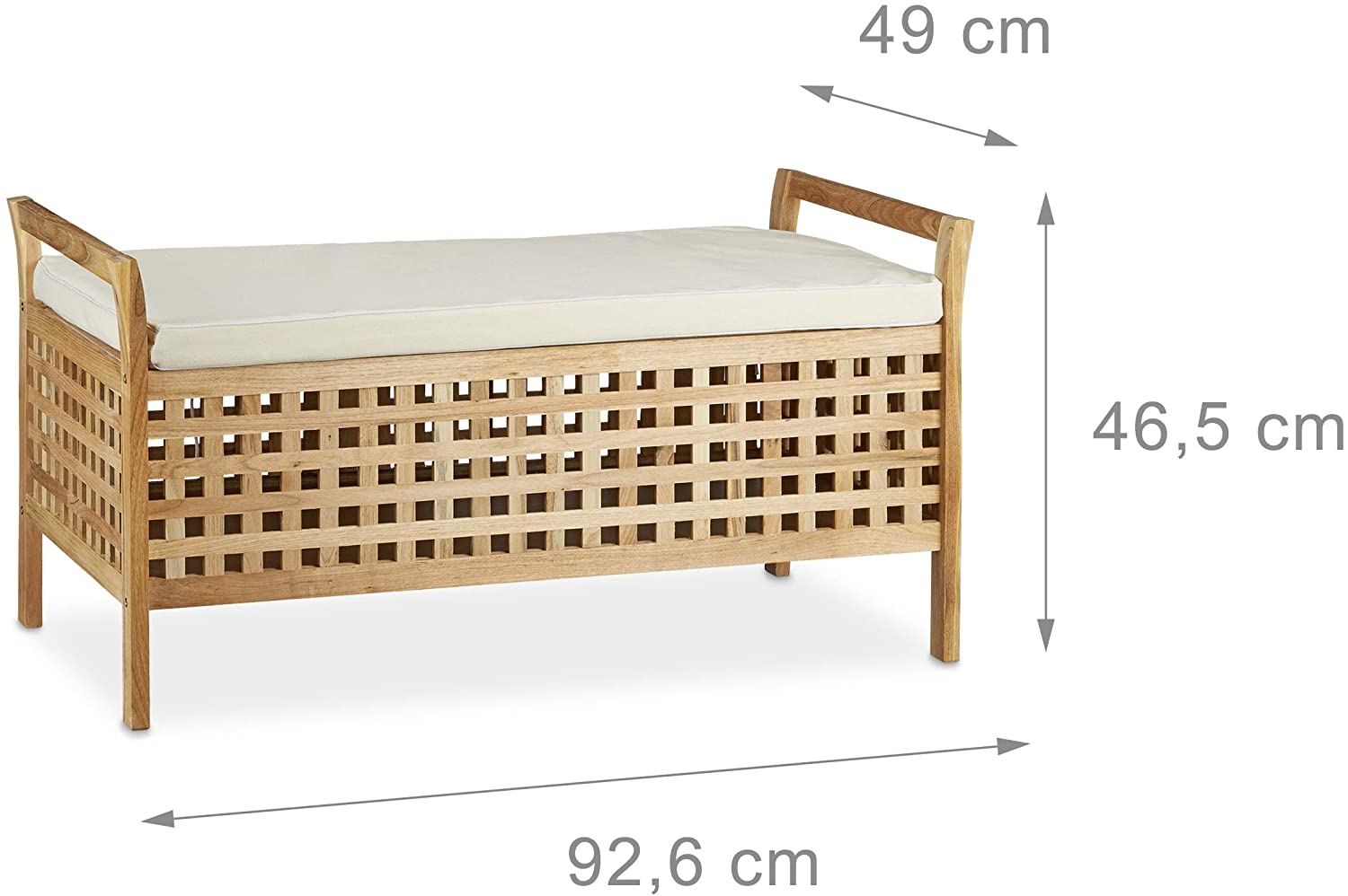 Relaxdays Σκαμπό από Ξύλο με Αποθηκευτικό Χώρο - 46,5 x 92,6 x 49 cm - Natural - 4052025201494