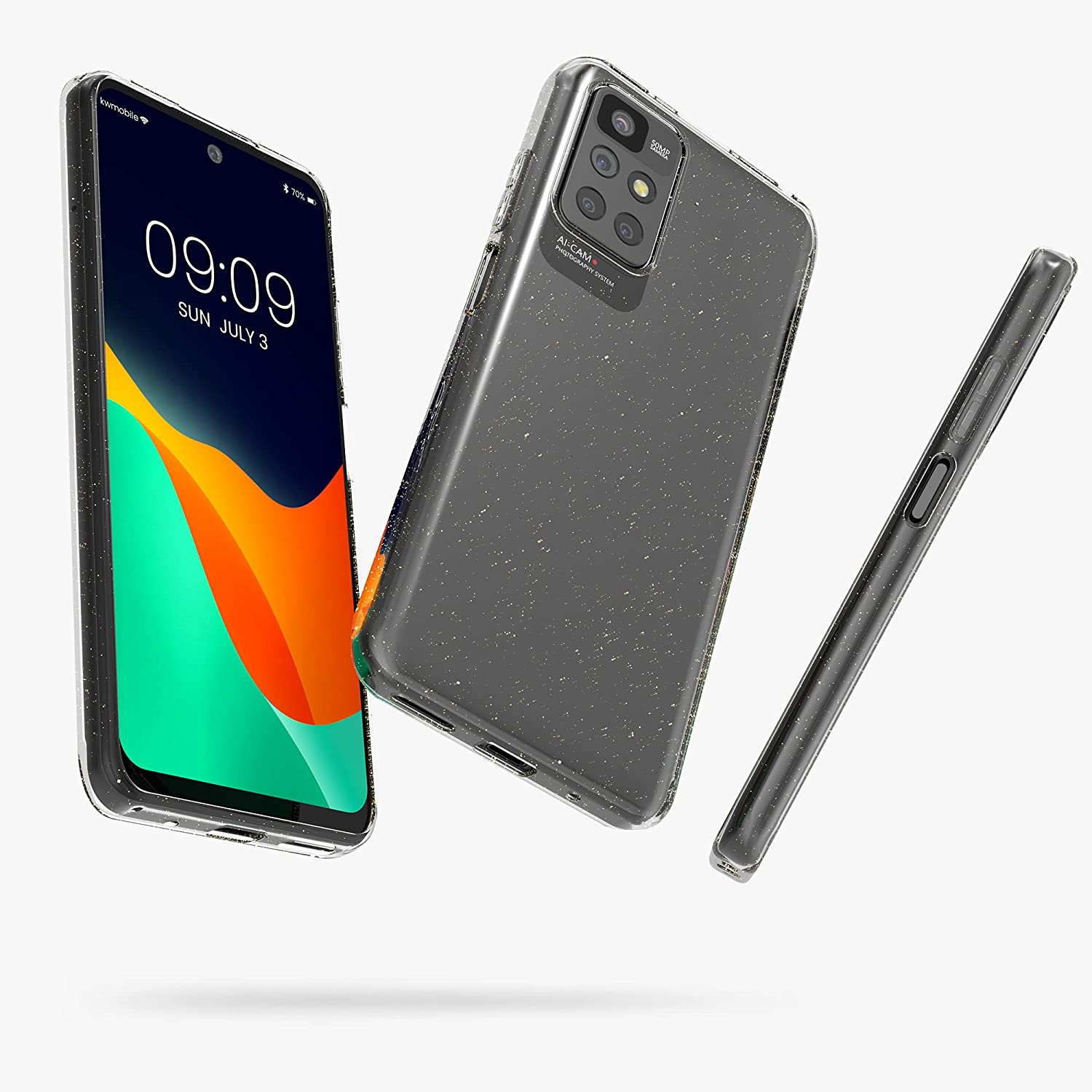 KW Xiaomi Redmi 10 Θήκη Σιλικόνης TPU Design Glitter Uniform - Διάφανη / Silver - 56839.01