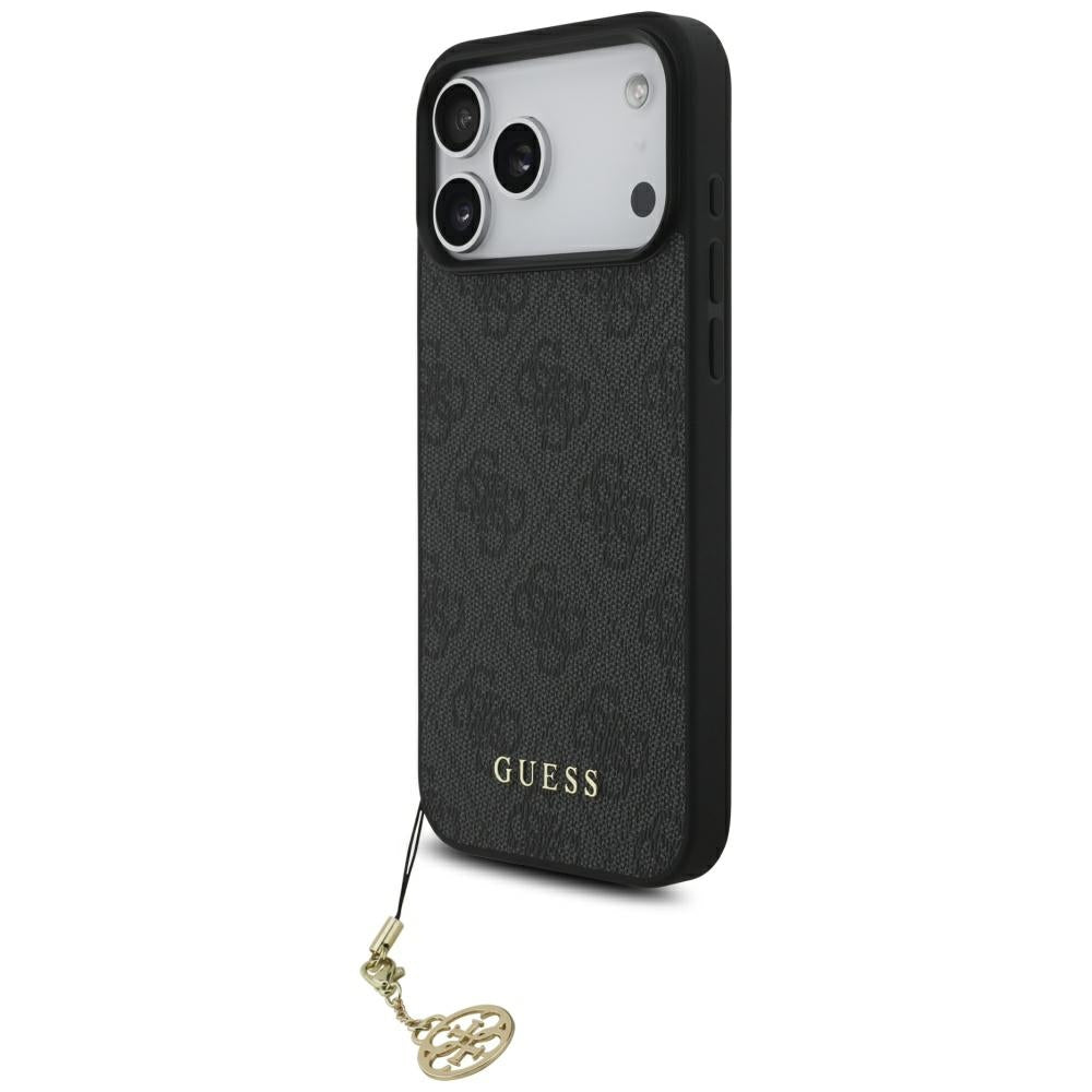 Guess iPhone 17 Pro Max - 4G Charms Collection MagSafe - Θήκη με Επένδυση Συνθετικού Δέρματος - Black - GUHMP17XGF4GCK