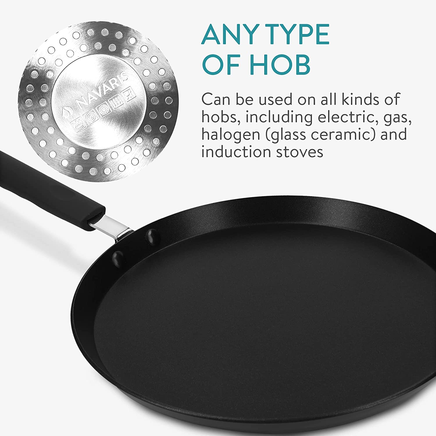 Navaris Τηγάνι για Κρέπες - 26 cm - Black - 49546.01