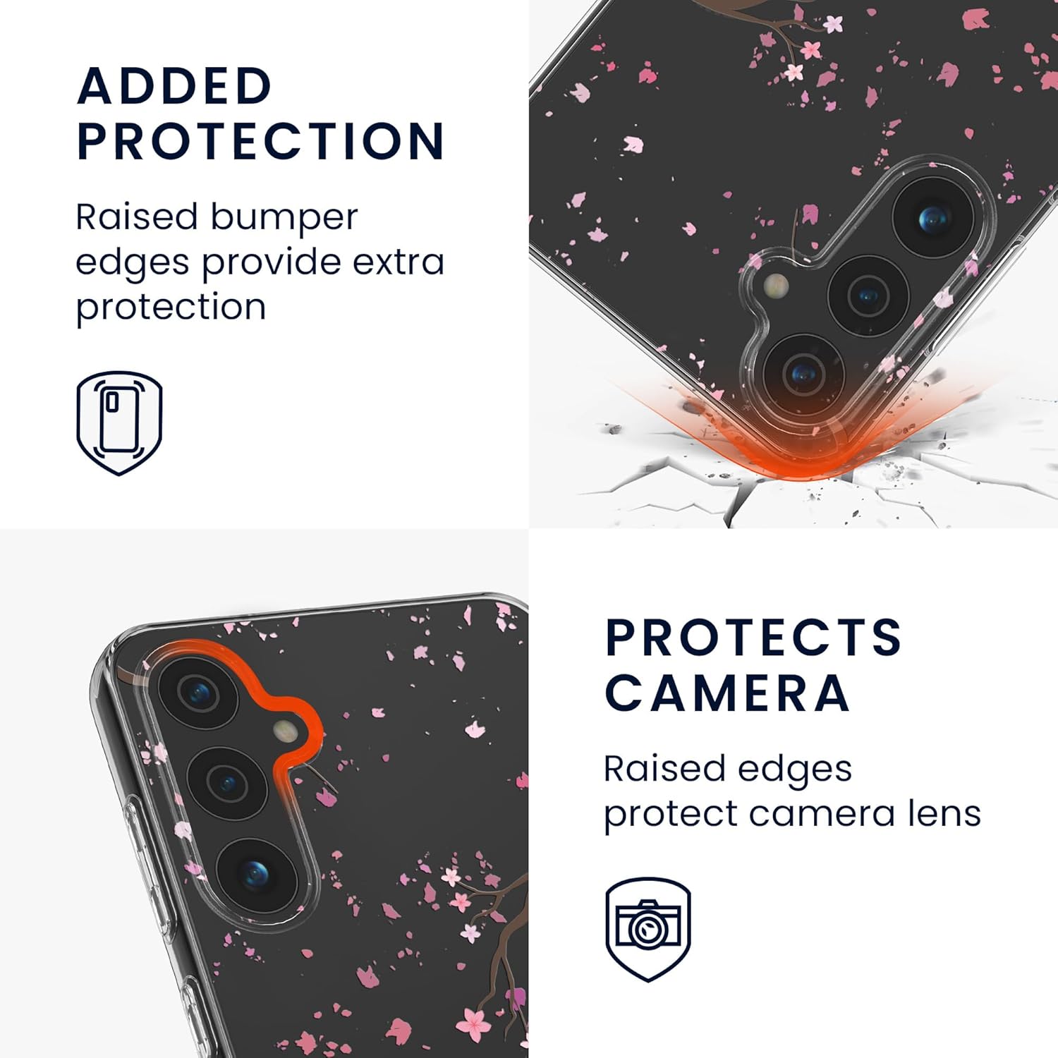 KW Samsung Galaxy A55 5G Λεπτή Θήκη Σιλικόνης TPU - Design Cherry Blossom Petals - Pink / Dark Brown / Διάφανη