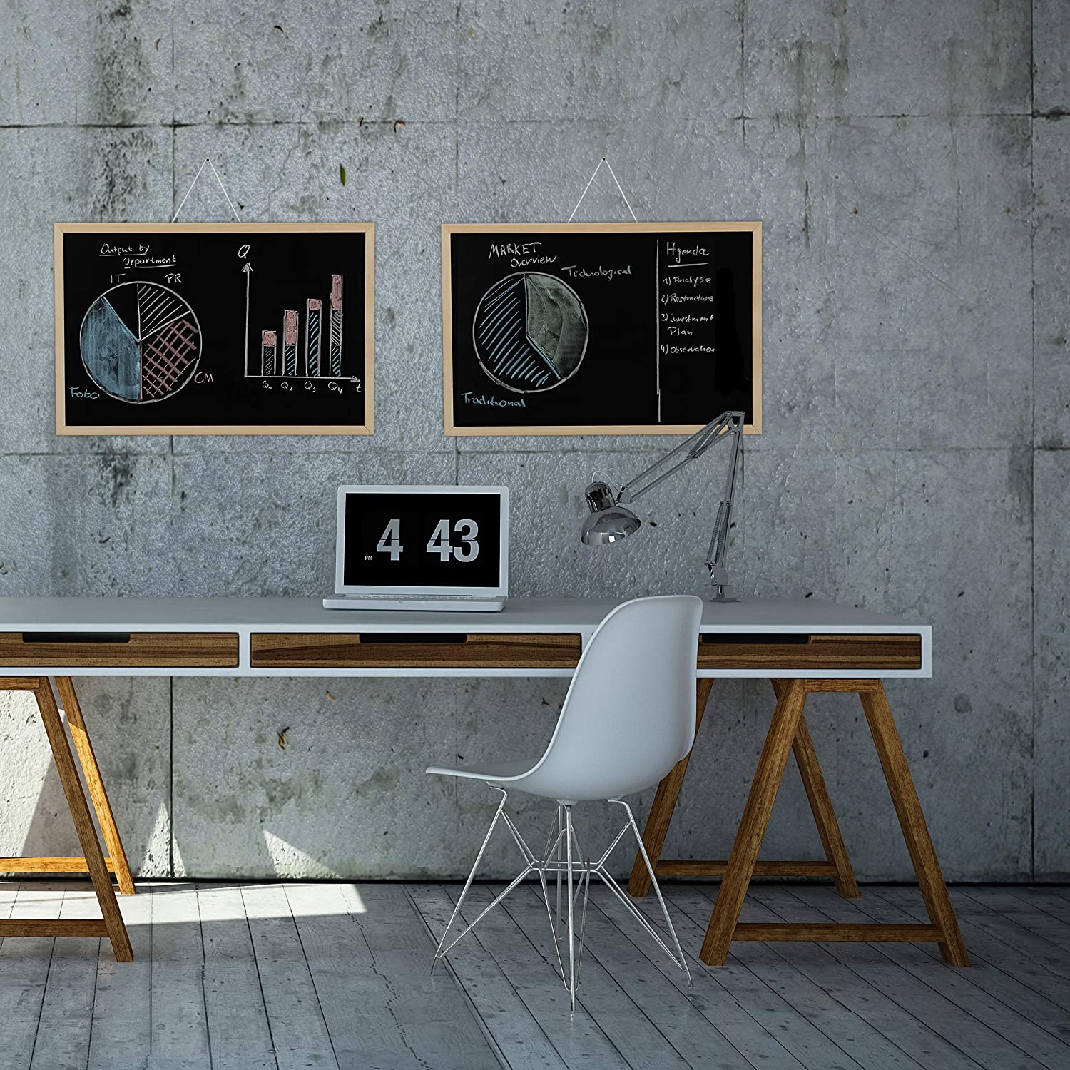 Relaxdays Μαυροπίνακας με Ξύλινη Κορνίζα - 40 x 60cm - Black - 4052025935474