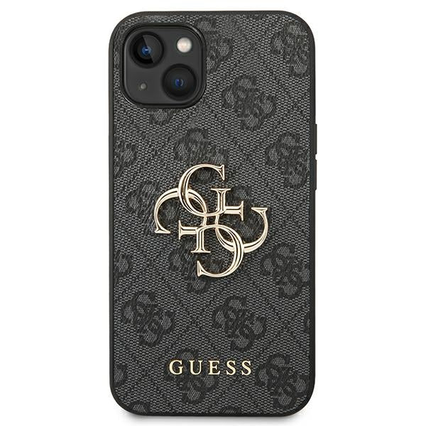 Guess iPhone 14 - 4G Big Metal Logo Θήκη με Επένδυση Συνθετικού Δέρματος - Grey - GUHCP14S4GMGGR