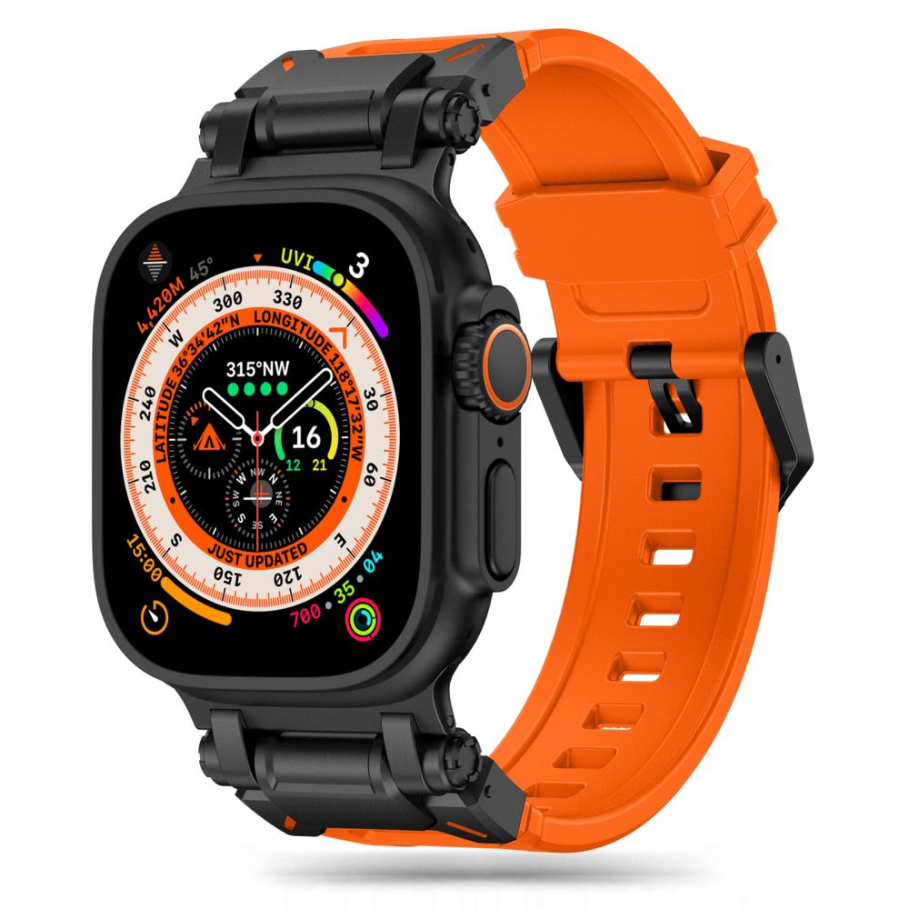 Tech-Protect Λουράκι Apple Watch 4/5/6/7/8/9/10/11 - SE (1/2/3) - ULTRA (1/2/3) - 44/45/46/49mm Delta Pro Λαστιχένιο - Orange / Black
