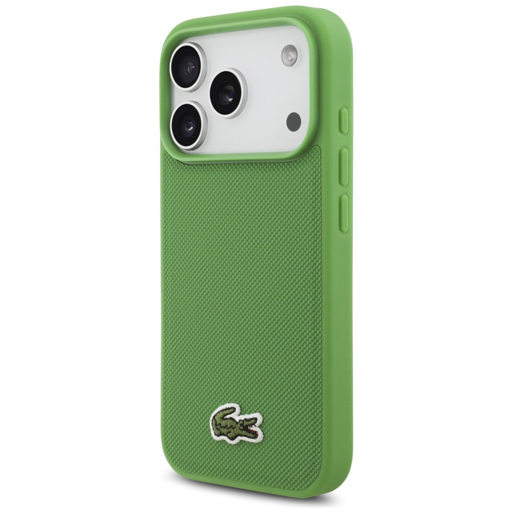 Lacoste iPhone 17 Pro - Iconic Petit Pique Woven Logo MagSafe - Σκληρή Θήκη με Πλαίσιο Σιλικόνης - Green