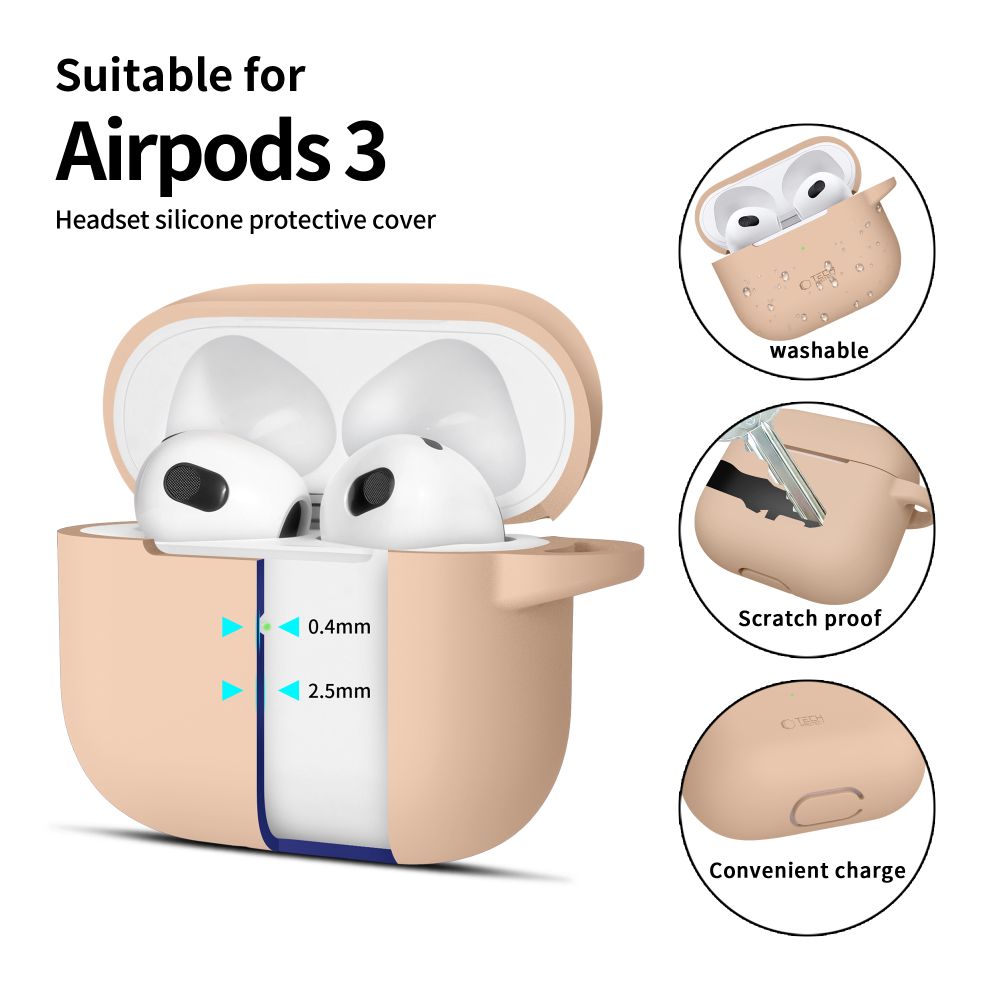 Tech-Protect AirPods 3 Θήκη Σιλικόνης - Silicone Hook - Caffe Latte