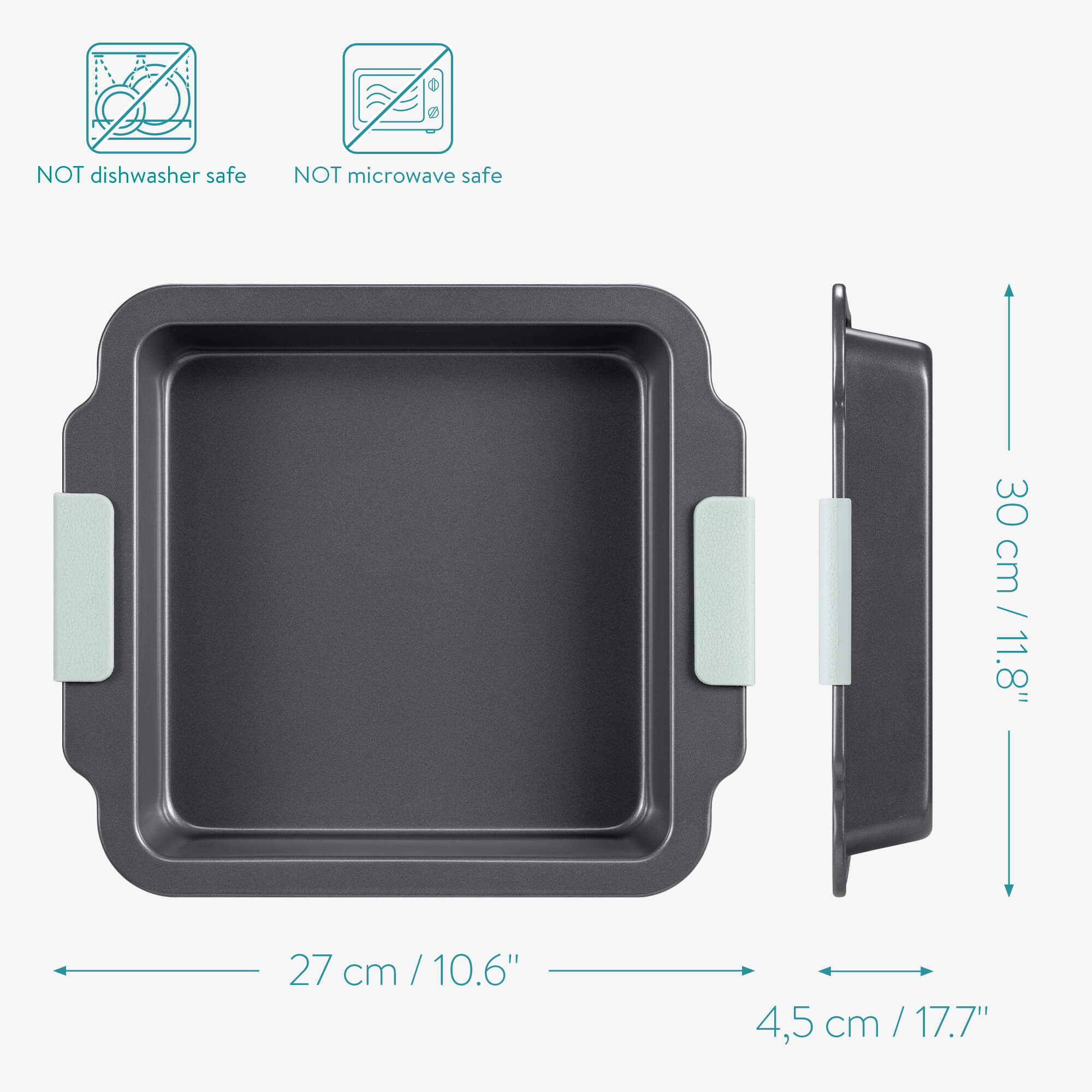 Navaris Αντικολλητικό Ταψί από Ανθρακούχο Χάλυβα - Black / Mint - 54288.01.2