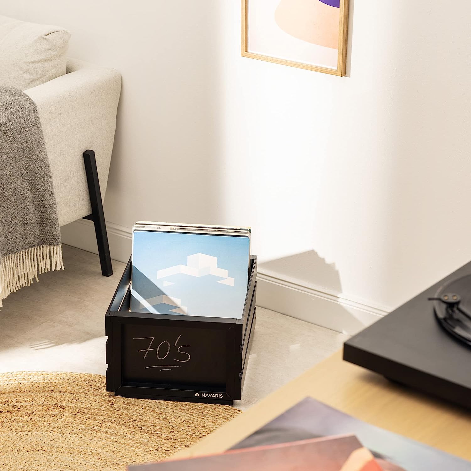 Navaris Ξύλινο Κουτί Αποθήκευσης με Πίνακα Κιμωλίας - 42,9 x 34,4 x 22,2 cm - Black - 53026.01.01