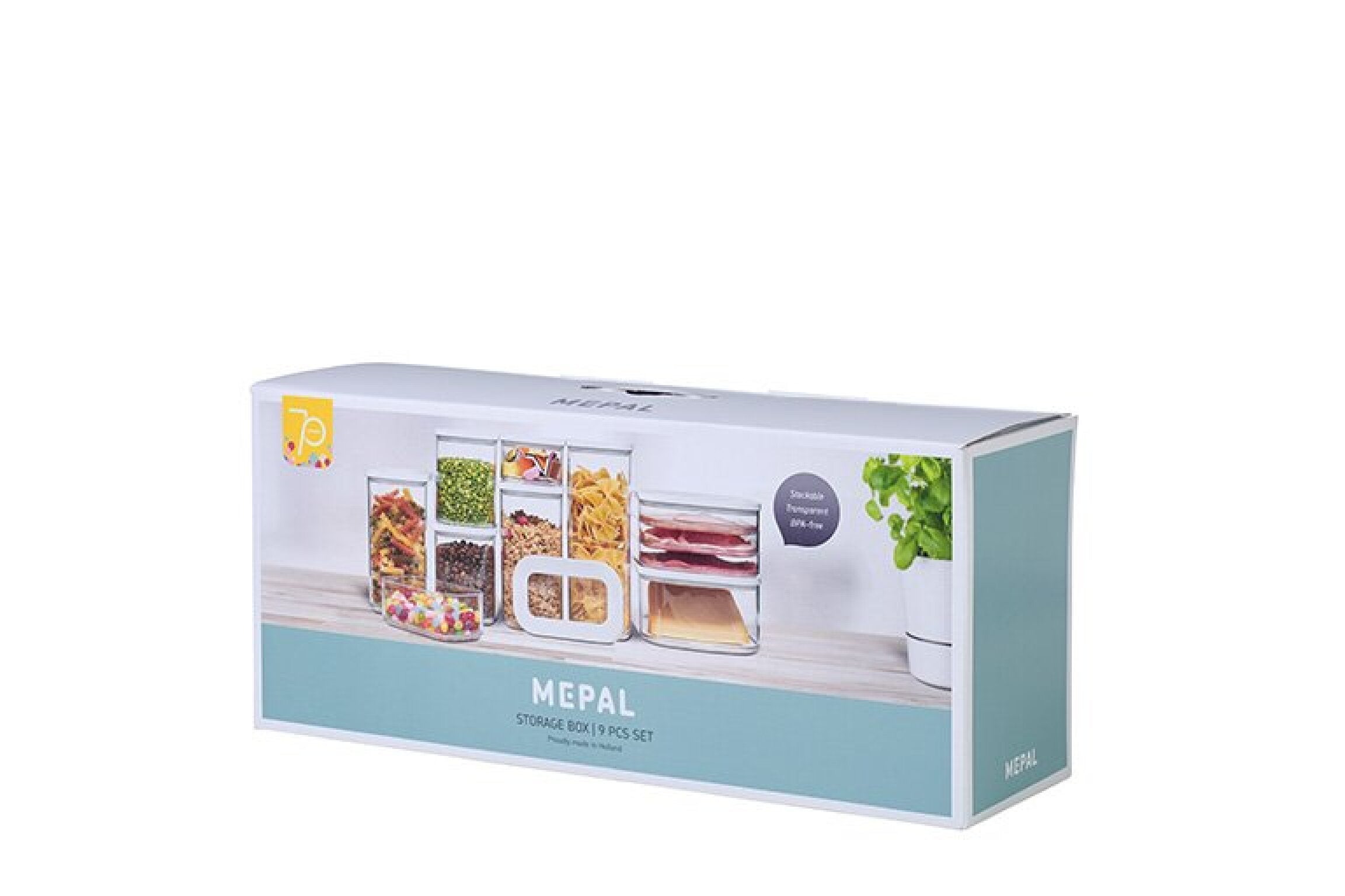 Mepal Modula Σετ με 9 BPA Free Δοχεία Αποθήκευσης Τροφίμων - 2000 ml - 2 x 1500 ml - 2 x 1000 ml - 2 x 425 ml - 1 x Τριπλό Δοχείο Αλλαντικών - 1 x Δοχείο Τυριού - White