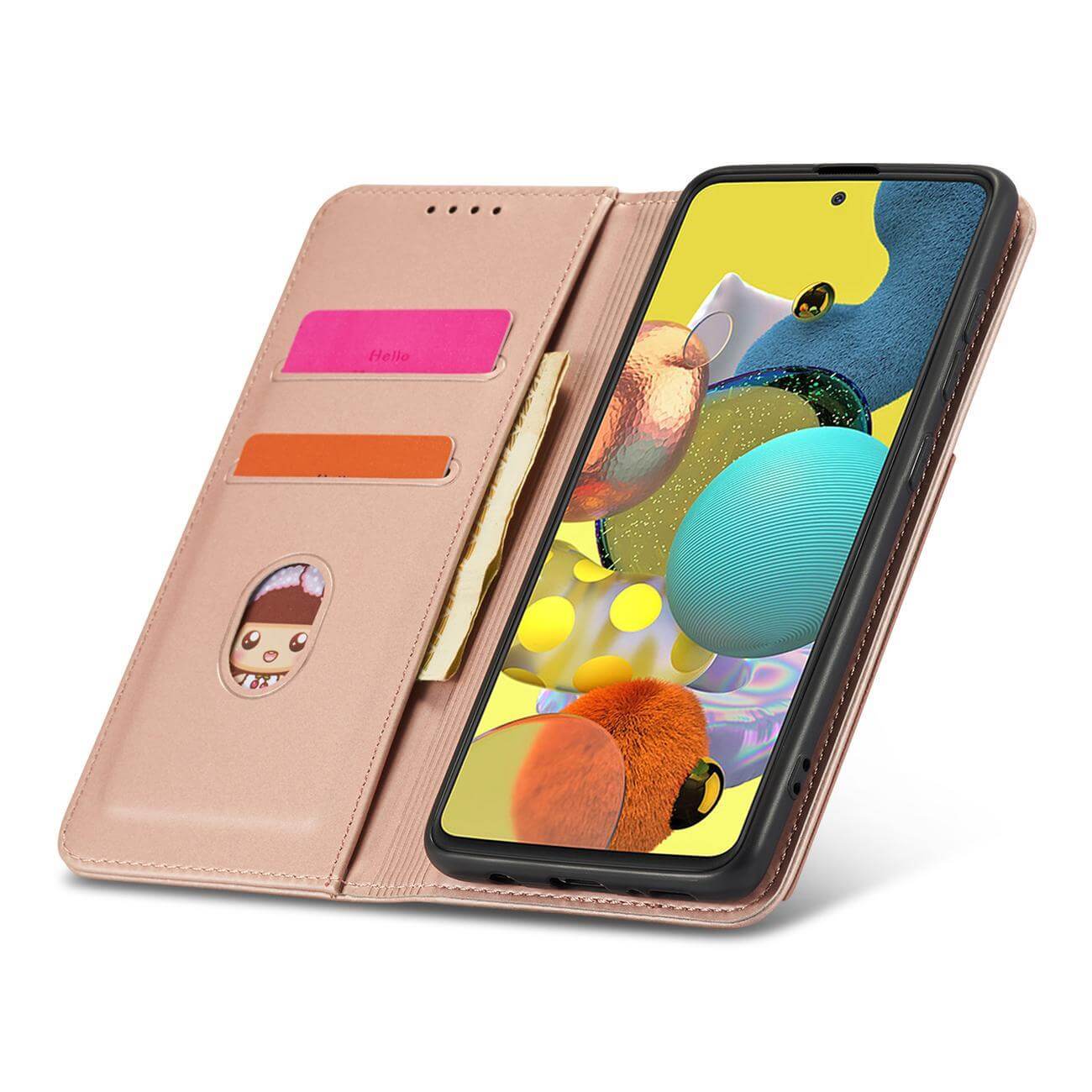 OEM Samsung Galaxy A53 5G Magnet Card Wallet Case Θήκη Πορτοφόλι Stand - Pink