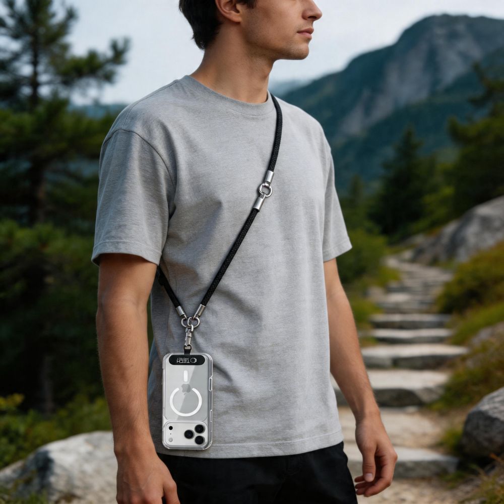 Tech-Protect Universal Λουράκι για Θήκη Κινητού - C10S Rope CrossBody / Wrist Strap - Black / Titanium