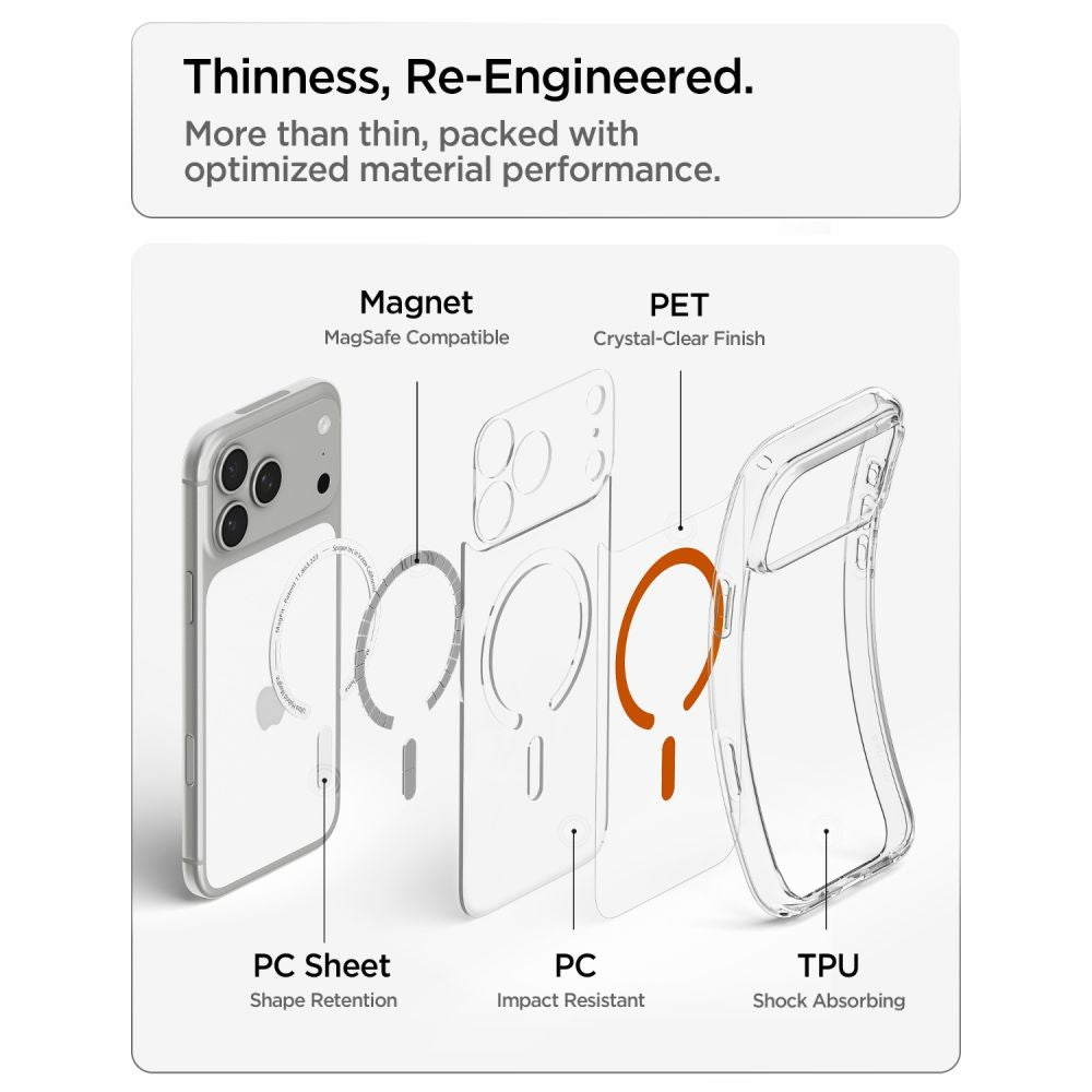 Spigen iPhone 18 Pro / iPhone 17 Pro - Σκληρή Θήκη με Πλαίσιο Σιλικόνης Και MagSafe - Ultra Hybrid Mag - Clear / Orange