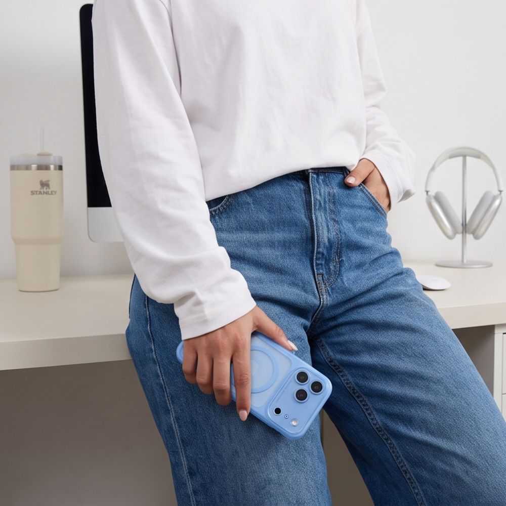 Tech-Protect iPhone 18 Pro / iPhone 17 Pro - Σκληρή Θήκη με Πλαίσιο Σιλικόνης και MagSafe - MagPeak MagSafe CC - Light Blue / Clear