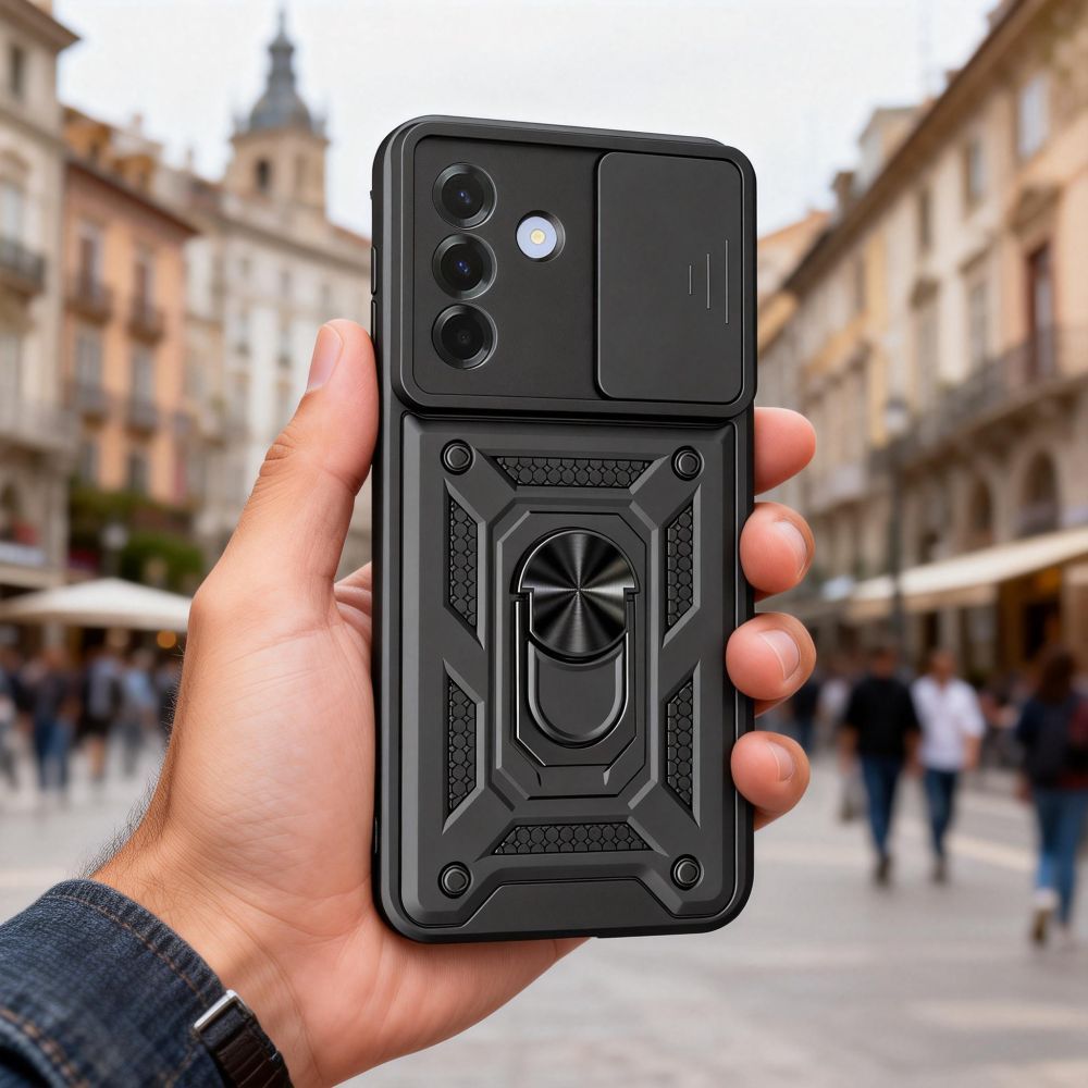 Tech-Protect Samsung Galaxy A27 5G Σκληρή Θήκη με Πλαίσιο Σιλικόνης και Δαχτυλίδι Συγκράτησης - Camshield Pro - Black