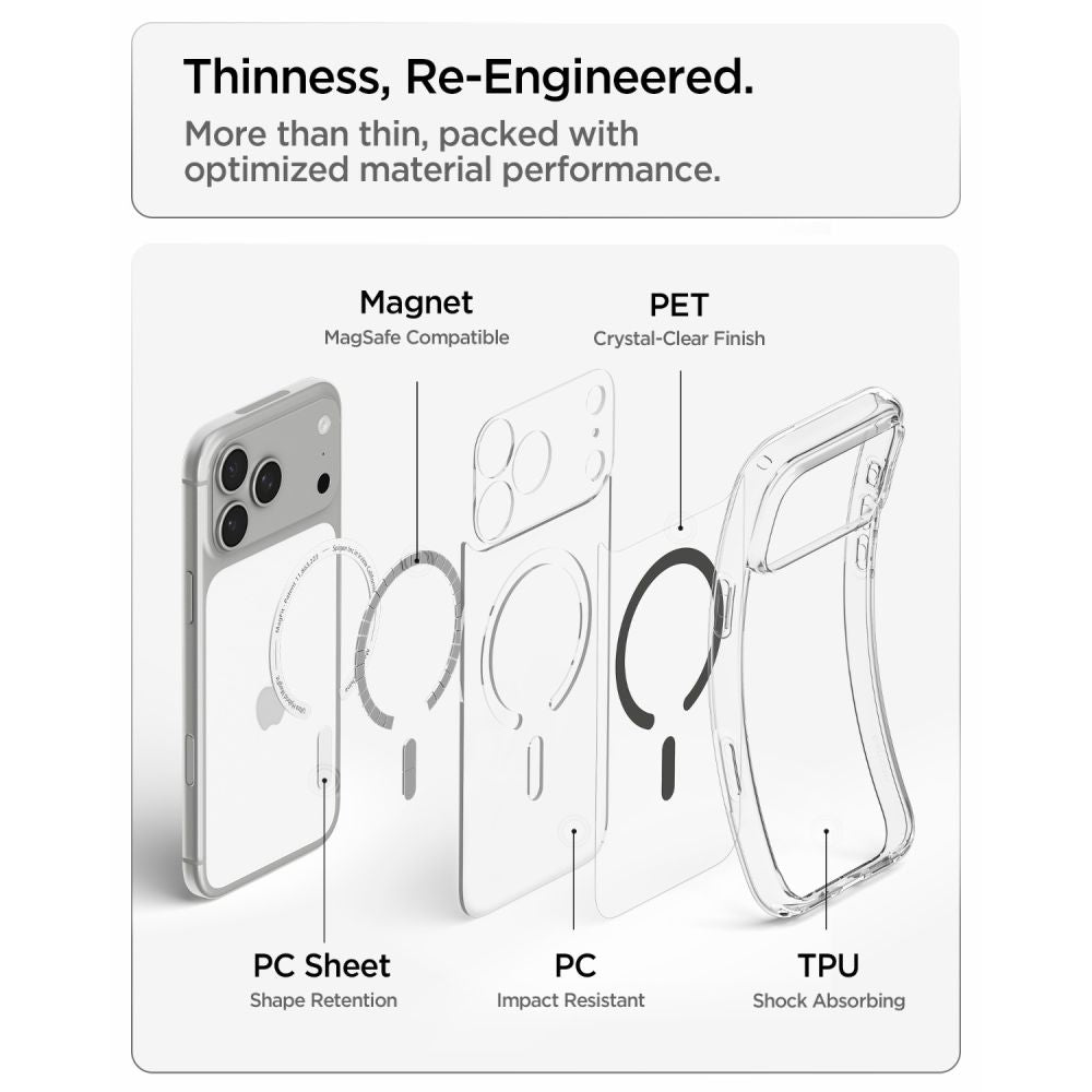 Spigen iPhone 18 Pro / iPhone 17 Pro - Σκληρή Θήκη με Πλαίσιο Σιλικόνης Και MagSafe - Ultra Hybrid Mag - Clear / Graphite