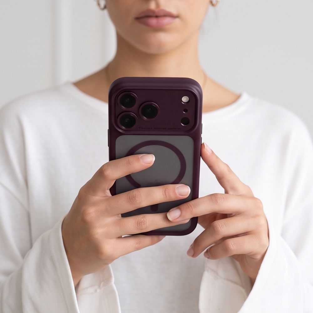 Tech-Protect iPhone 18 Pro / iPhone 17 Pro - Σκληρή Θήκη με Πλαίσιο Σιλικόνης και MagSafe - MagPeak MagSafe CC - Matte Dark Cherry