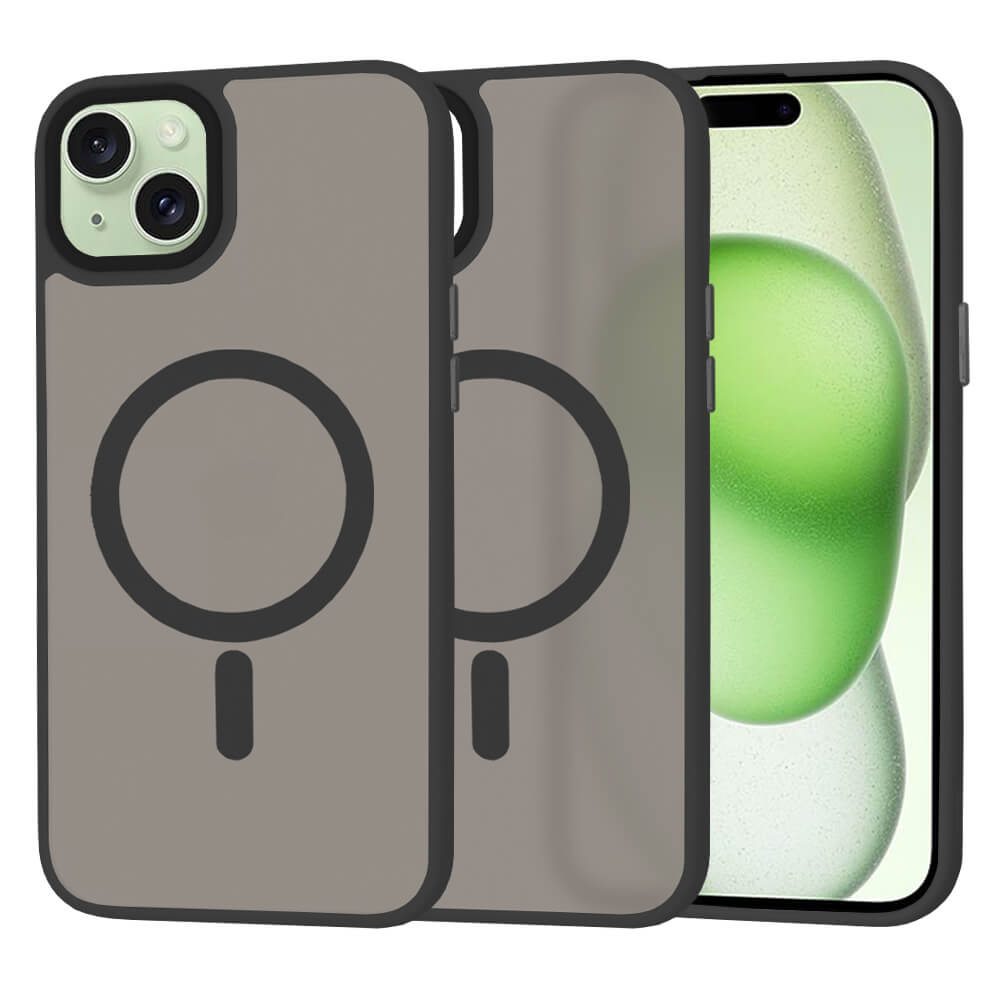 Techsuit iPhone 15 Plus - HaloFrost MagSafe - Σκληρή Θήκη με Πλαίσιο Σιλικόνης - Black