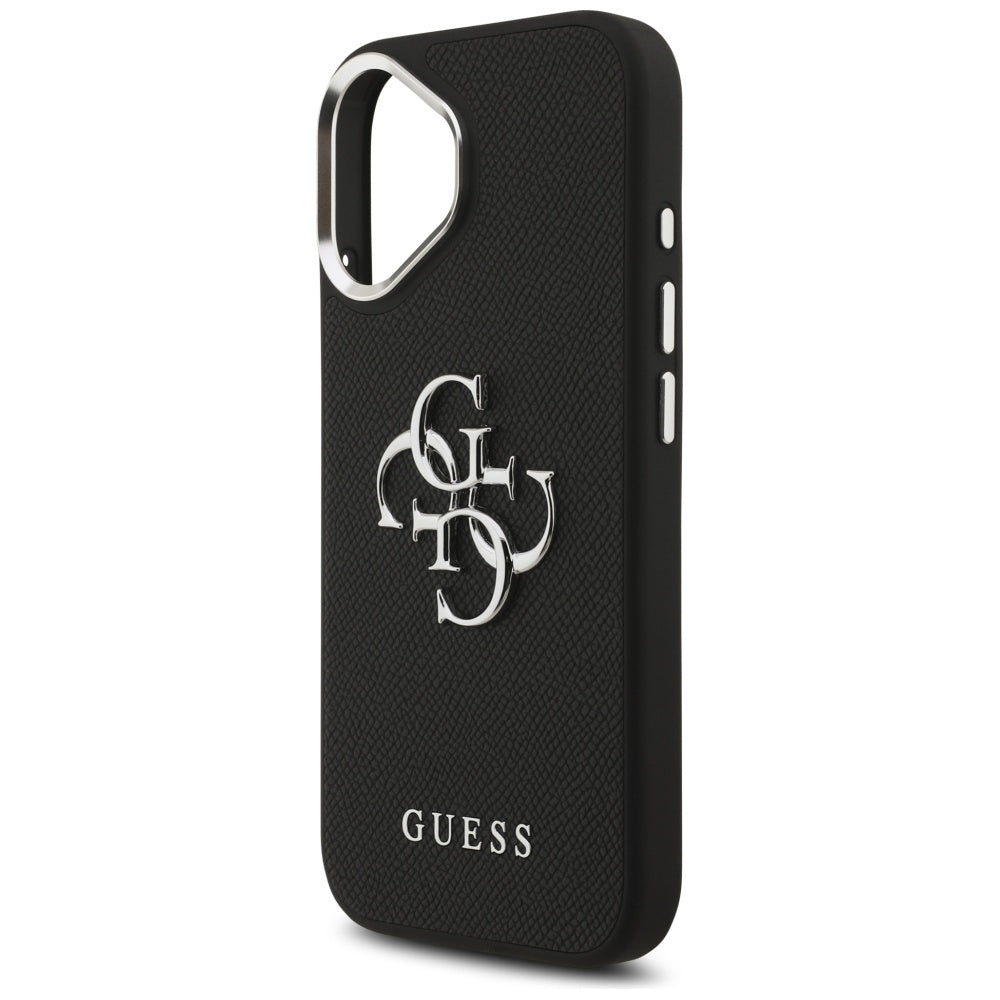 Guess iPhone 17 - Grained Big 4G Classic Logo - Σκληρή Θήκη με Επένδυση από Οικολογικό Δέρμα - Black - GUHCP17SPG4SMCEK