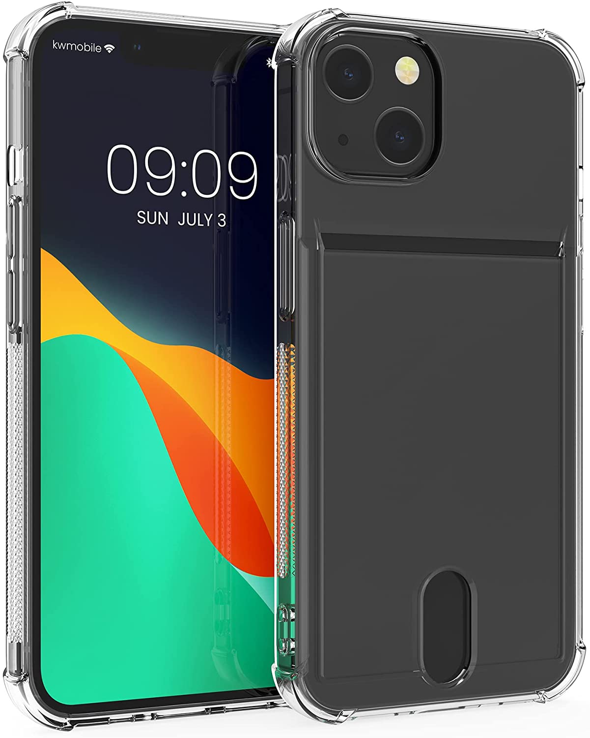 KW iPhone 13 Θήκη Σιλικόνης TPU με Υποδοχή για Κάρτα / Φωτογραφία - Διάφανη - 57523.03