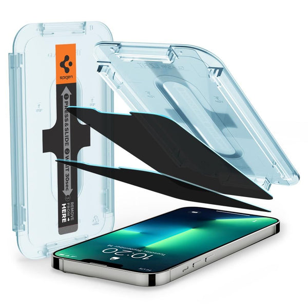Spigen iPhone 13 Pro Max Glas.TR Privacy EZ Fit 2.5D 9H Tempered Glass Αντιχαρακτικό Γυαλί Οθόνης - 2 Τεμάχια - Clear / Black - AGL03378 - likebrands.gr