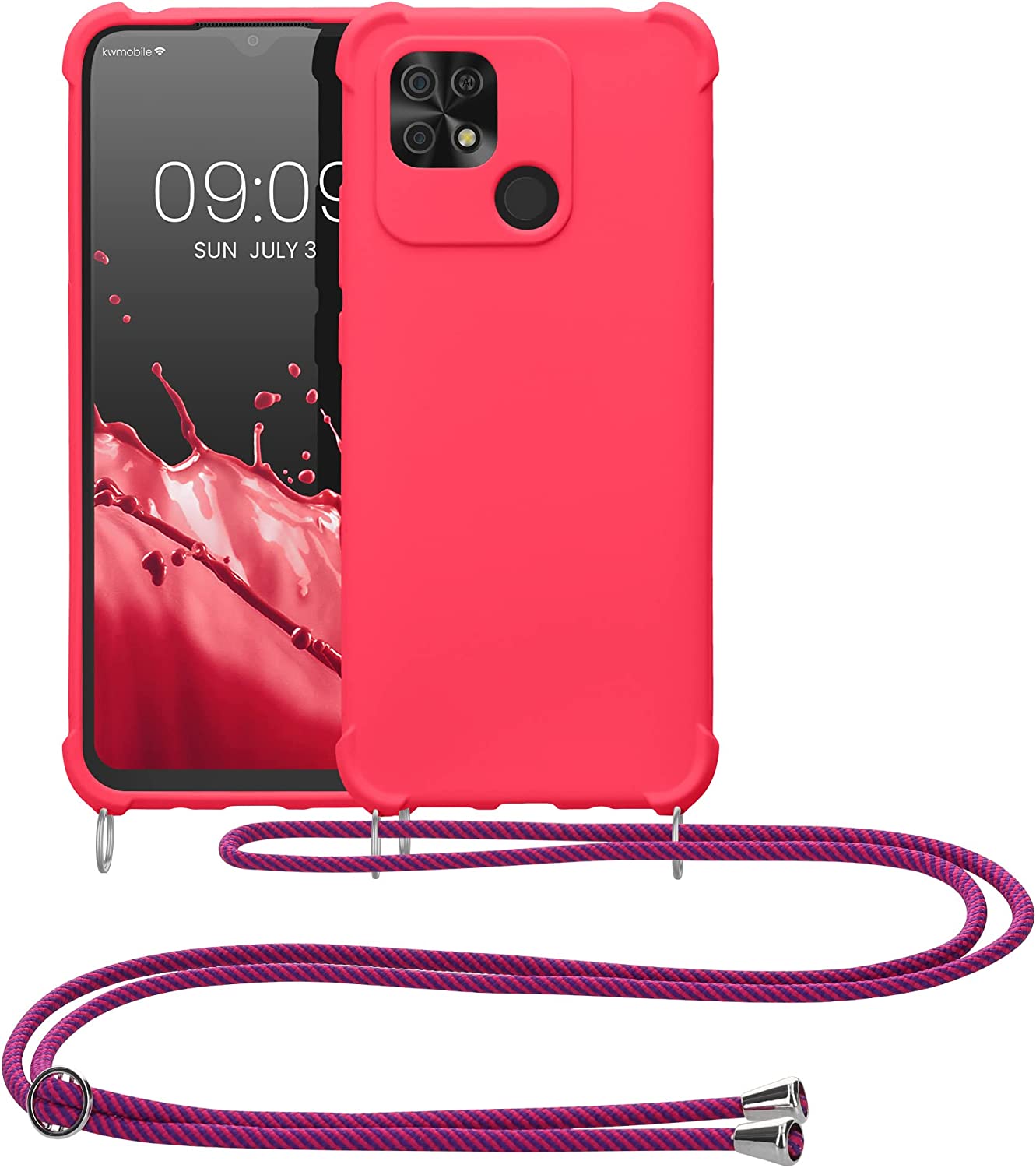 KW Xiaomi Redmi 10C Θήκη Σιλικόνης TPU με Λουράκι - Awesome Pink - 59233.238