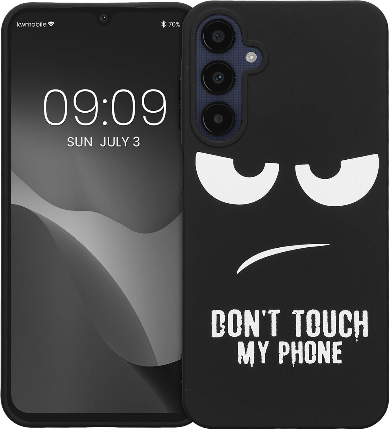 KW Samsung Galaxy A25 5G Λεπτή Θήκη Σιλικόνης TPU - Design Don't Touch My Phone - Black / White
