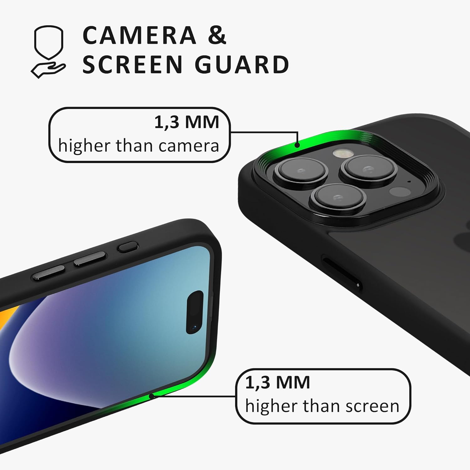 Kalibri iPhone 15 Pro Σκληρή Θήκη με Πλαίσιο Σιλικόνης - Matte Black / Ημιδιάφανη - KLB000022NM001C