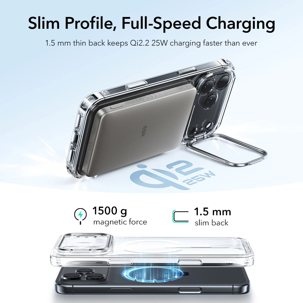 ESR iPhone 17 Pro - Classic Hybrid Kickstand MagSafe - Σκληρή Θήκη με Πλαίσιο Σιλικόνης και MagSafe - Διάφανη