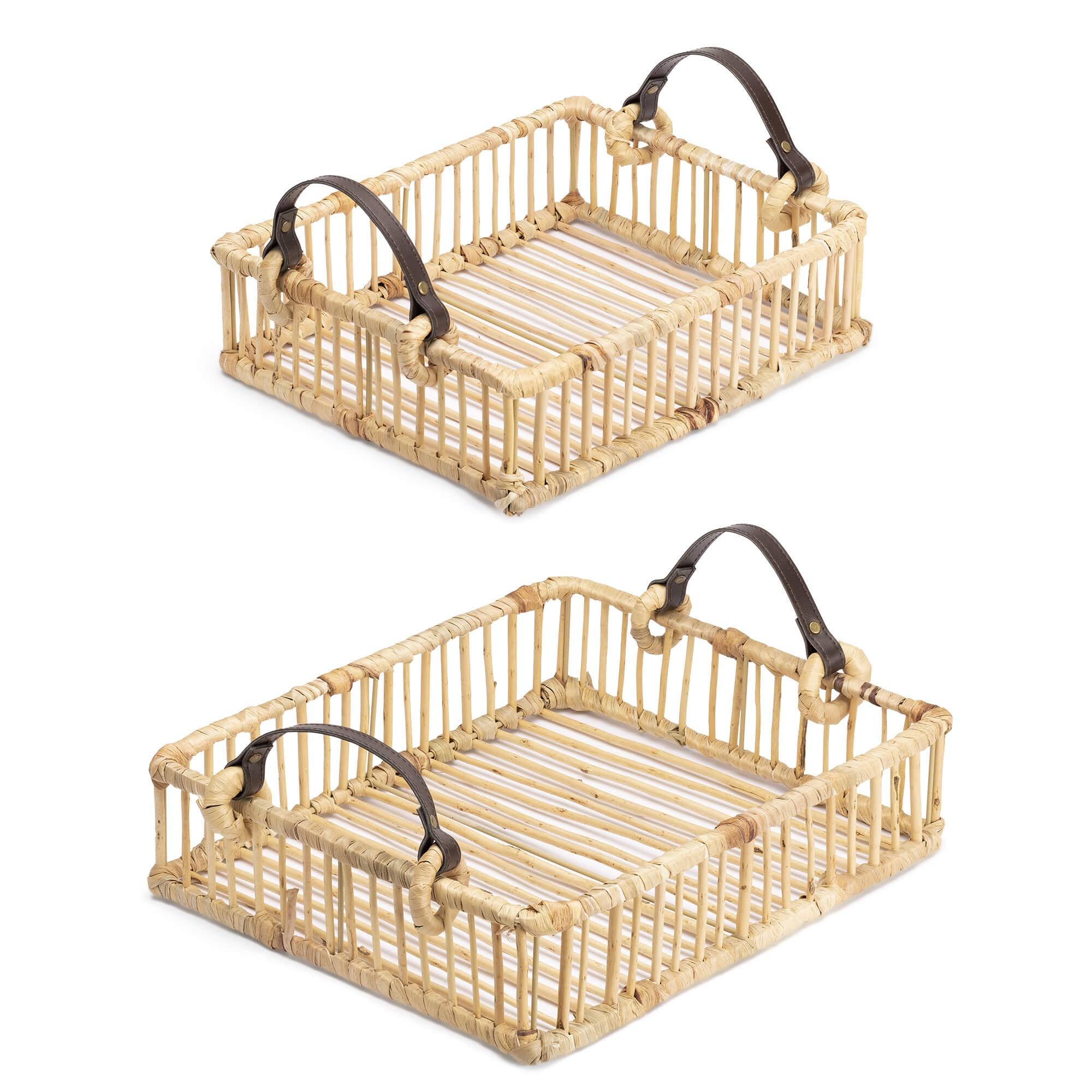 Navaris Σετ με 2 Δίσκους από Ξύλο Ιτιάς με Δερμάτινο Χερούλι - 56045.01