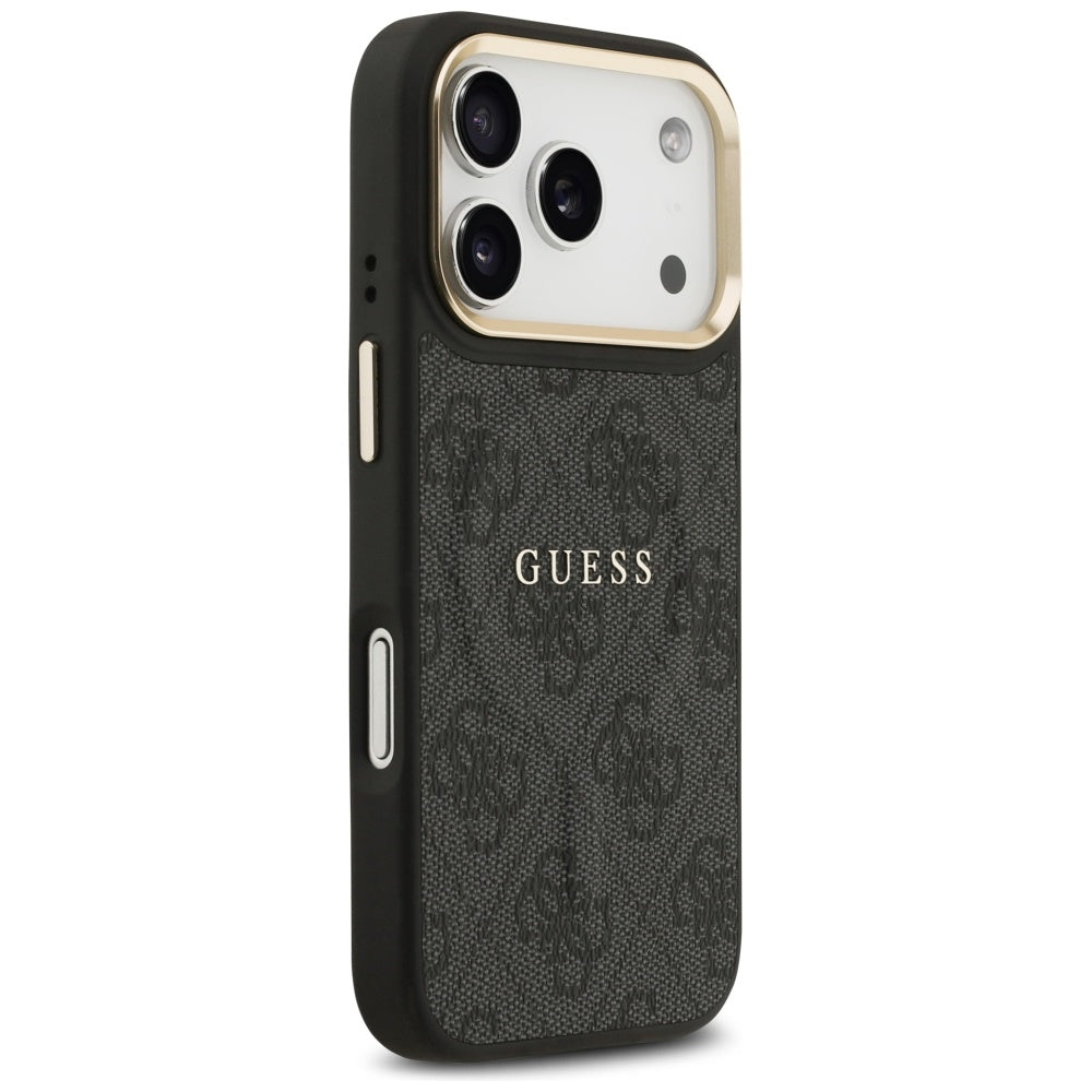 Guess iPhone 17 Pro - 4G PU Classic Logo MagSafe - Σκληρή Θήκη με Πλαίσιο Σιλικόνης και Επένδυση Οικολογικού Δέρματος - Black - GUHMP17LP4MSEGCK