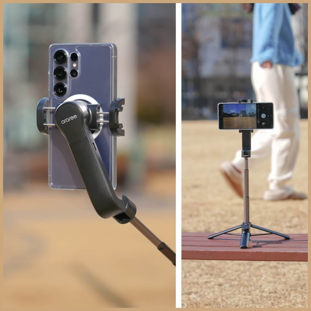 Araree Gimbal Pod Selfie Stick Τρίποδο με Τηλεχειριστήριο Bluetooth - Black