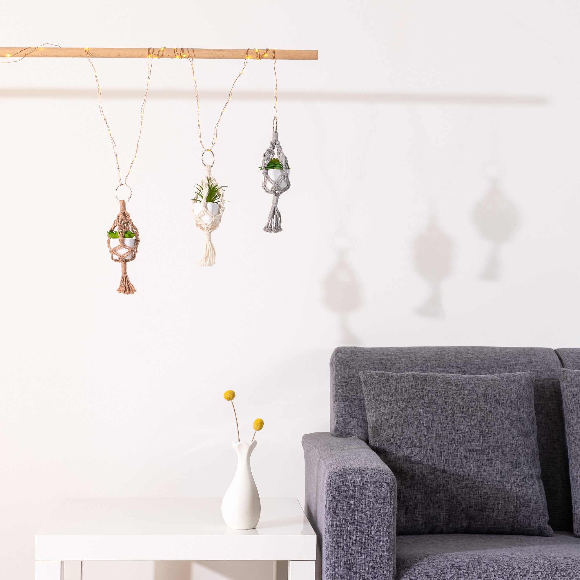 Navaris Σετ με 3 Μίνι Μακραμέ Θήκες για Γλάστρες - Multicolor - 55718.01