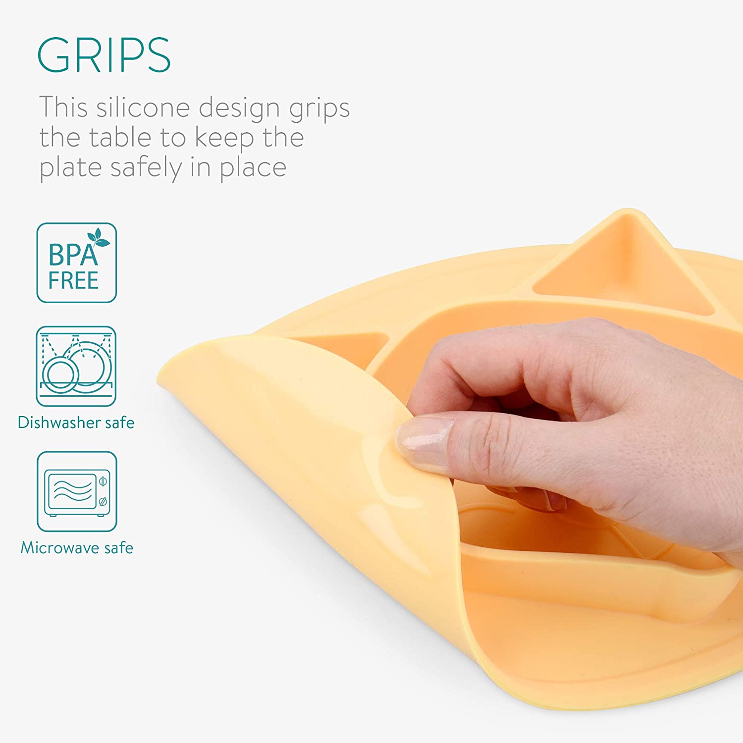 Navaris Αντιολισθητικό Παιδικό Πιάτο Σιλικόνης - Yellow - 51375.01