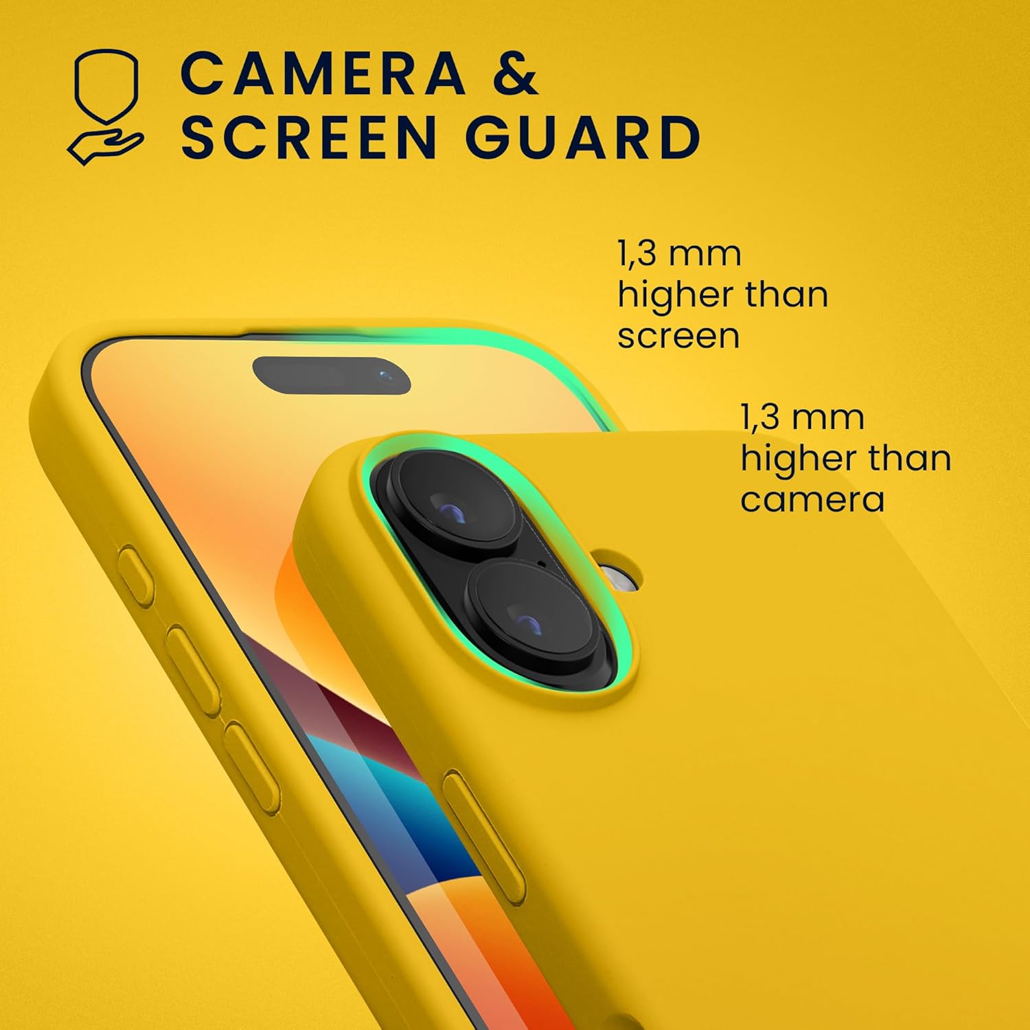 KW iPhone 16 Θήκη Σιλικόνης Rubberized TPU - Bright Yellow