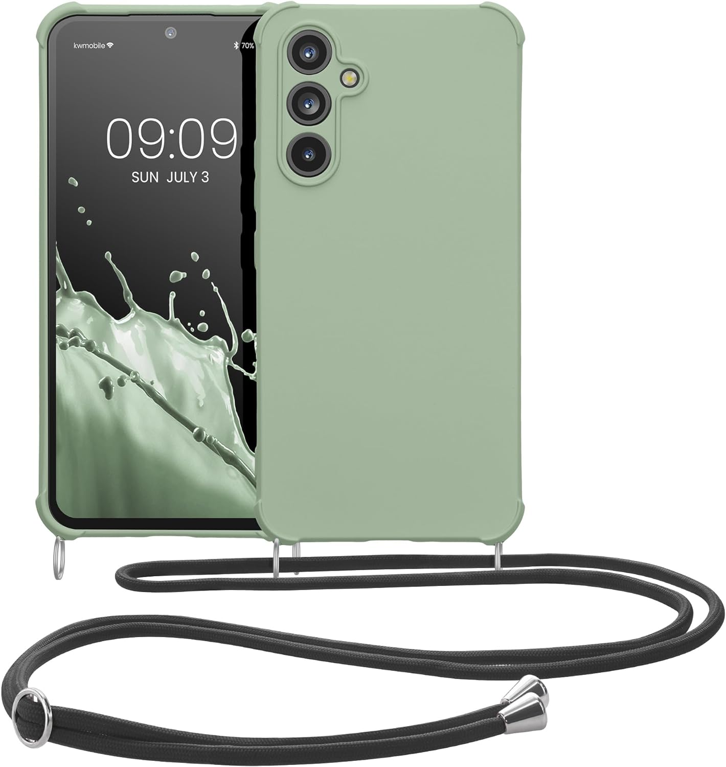 KW Samsung Galaxy A54 5G Θήκη Σιλικόνης TPU με Λουράκι - Grey Green - 60805.172