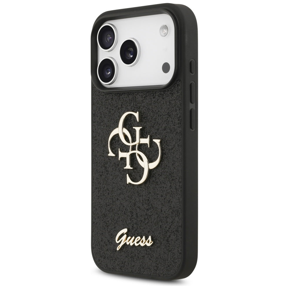 Guess iPhone 17 Pro - Fixed Glitter Big 4G - Σκληρή Θήκη με Πλαίσιο Σιλικόνης - Black - GUHCP17LHG4SGK